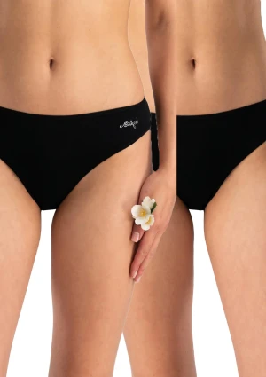 Figi damskie bawełniane (2pack) gładkie czarne z niskim stanem LPR 185 Key L