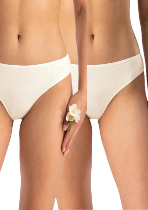 Figi damskie bawełniane (2pack) gładkie ecru z niskim stanem LPR 185 Key XL