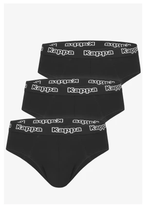Slipy męskie klasyczne czarne (3pak) z logowanym pasem Kappa K1121 L