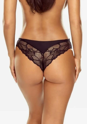 Majtki damskie brazyliany z koronką 5044 Helena Lapinee czarne CZARNY L