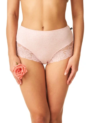 Figi damskie bawełniane (2 pack) z wysokim stanem w pastelowych kolorach z koronkowymi nogawkami LPF 170 Key S