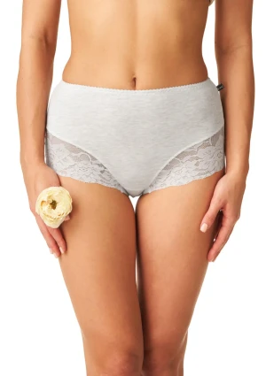 Figi damskie bawełniane (2 pack) z wysokim stanem w pastelowych kolorach z koronkowymi nogawkami LPF 170 Key S