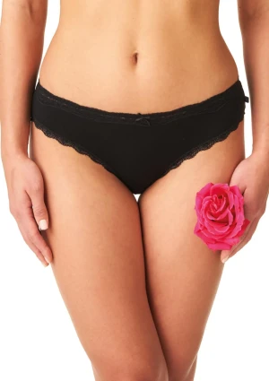 Figi damskie o kroju mini bikini z dzianiny bambusowej czarne LPR 002 Key L