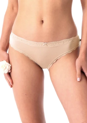 Figi damskie o kroju mini bikini z dzianiny bambusowej jasny beż LPR 002 Key S