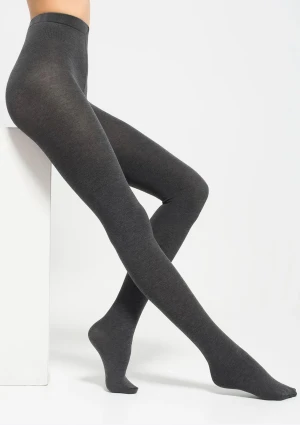 Rajstopy damskie bawełniane z dodatkiem wełny szary melanż 602 Cotton Legs 2-S