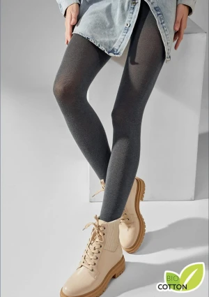 Rajstopy z bawełny organicznej grafitowe gładkie 607 Bio Cotton Legs 3-M