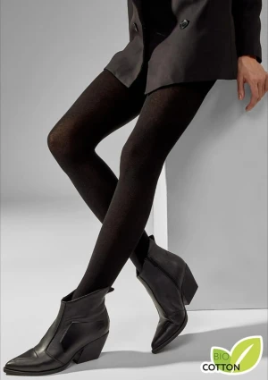 Rajstopy z bawełny organicznej czarne gładkie 607 Bio Cotton Legs 3-M