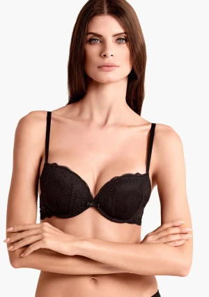 Biustonosz koronkowy super push-up z fiszbinami czarny 032L Duble Pizzo Lormar 70B