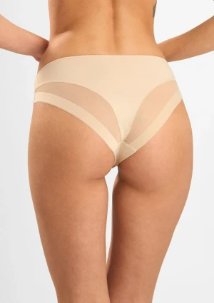 Figi damskie klasyczne beżowe z miękkiej mikrofibry 0185 Slip Extra Lormar L