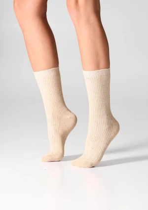 Skarpetki damskie bawełniane (2pack) prążkowane beige/peach G19 Legs 36/41