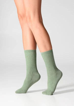 Skarpetki damskie bawełniane (2pack) prążkowane green/yellow G19 Legs 36/41