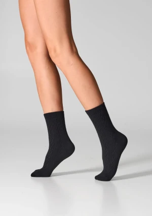 Skarpetki damskie bawełniane (2pack) faktura warkocza czarne WC28 Velvet Legs 36-40