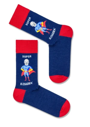 Skarpetki na Dzień Dziadka Super Dziadek w Pelerynie granatowe Milena 39/42