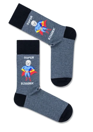 Skarpetki na Dzień Dziadka Super Dziadek w Pelerynie szary melanż Milena 43/46