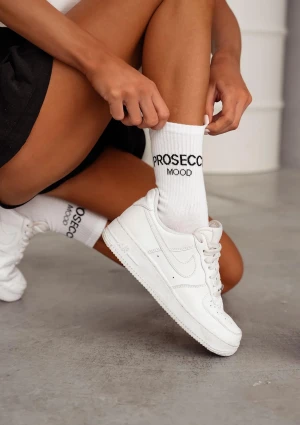 Skarpetki damskie białe z minimalistycznym napisem Prosecco Mood Milena 37/41