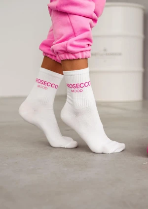 Skarpetki damskie z minimalistycznym różowym napisem Prosecco Mood Milena 37/41