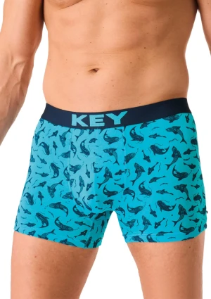 Bokserki męskie bawełniane turkusowe w morski wzór MXH 941 Key XXL