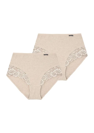 Termiczne figi damskie (2 pack) z wyższym stanem beżowe LPF 729 XXL