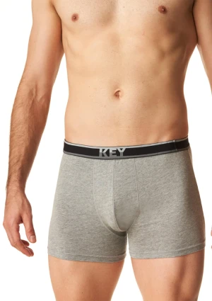Bokserki męskie gładkie szare z zewnętrzną logowaną gumą MXH 261 Key XL