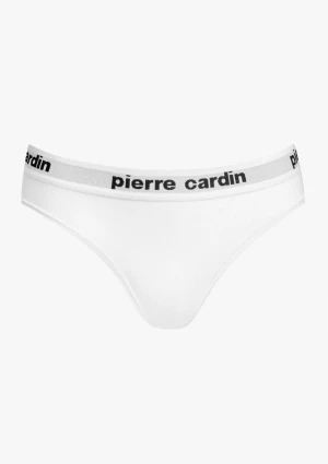 Majtki damskie brazyliany bawełniane białe z logo w pasie Mandorla Pierre Cardin S