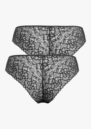Figi damskie bawełniane (2pack) z koronkowym tyłem czarne Giglio Pierre Cardin S