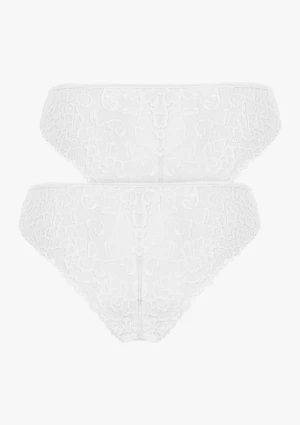 Figi damskie bawełniane (2pack) z koronkowym tyłem białe Giglio Pierre Cardin L