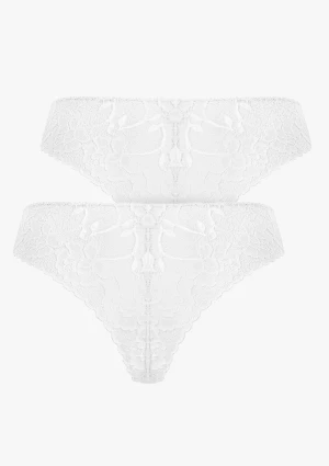 Majtki damskie brazyliany (2pack) bawełniane z koronką białe Orchidea Pierre Cardin L