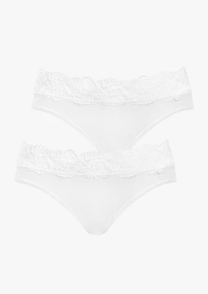 Figi damskie bawełniane (2pack) z koronkową talią białe Viola Pierre Cardin XL
