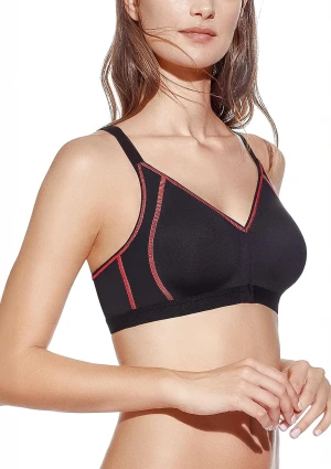 Biustonosz w sportowym stylu zapinany z przodu czarny Nora Selene NERO 75C