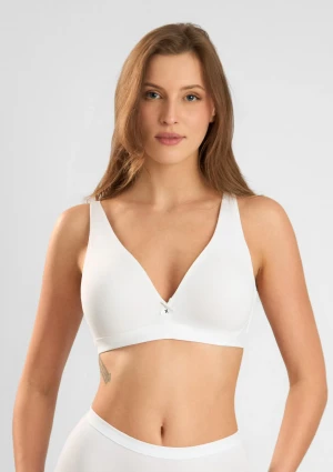 Biustonosz damski miękki bawełniany w sportowym stylu biały Natural Cotton 1454 Sielei 80B