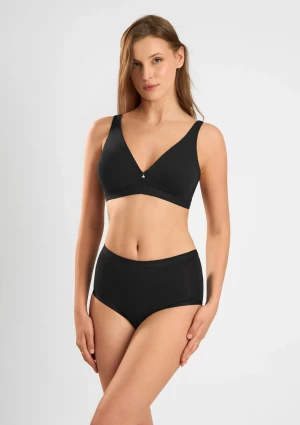 Biustonosz damski miękki bawełniany w sportowym stylu czarny Natural Cotton 1454 Sielei 75B
