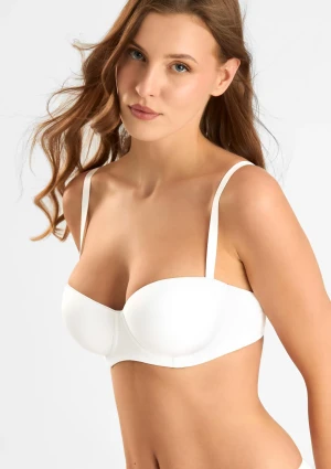 Biustonosz bardotka typu bandeau z białymi gładkimi miseczkami Plus 2550 Sielei 75C