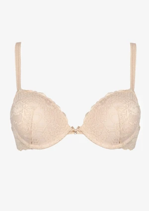 Biustonosz push-up z eleganckiej beżowej koronki Allure 2674 Sielei 85C