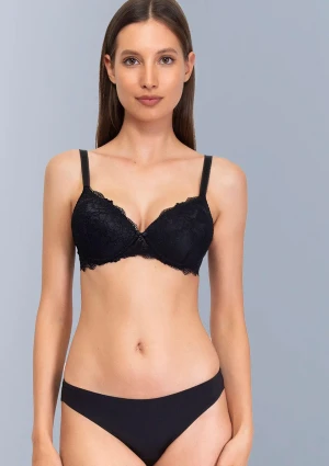 Biustonosz damski koronkowy usztywniany bez fiszbin Wonder Lace Nero 2446 Sielei 80B