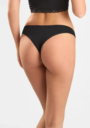 Figi damskie brazyliany z naturalnej bawełny organicznej czarne Natural Cotton 1447 Sielei S