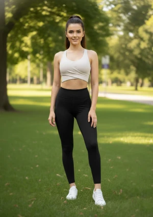 Legginsy damskie sportowe czarne z wysokim stanem LG13 Sielei S