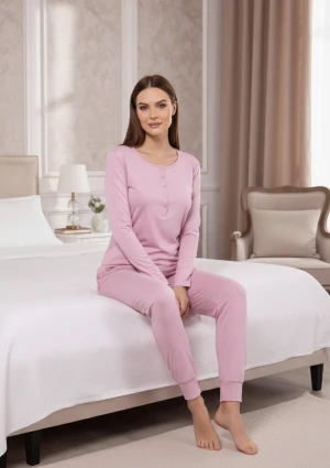 Piżama damska długa z wiskozy malva Alba Sielei XXL