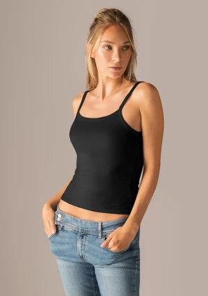 Top damski na ramiączkach z ekologicznego modalu czarny Today 6000 black Sielei L