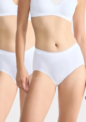 Figi damskie (2pack) klasyczne z wysokiej jakości bawełny białe Basic+ Midi Sloggi 46