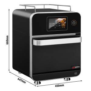 GGM Gastro Speedofen - 3,5 kW - Schwarz - mit Heißluft & Mikrowellenfunktion - 18 Liter - 7-Zoll-Touchscreen