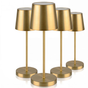 GGM Gastro (4 Stück) Tischleuchte - MERLE - dimmbar in 3 Stufen - Ø 110mm - Gold