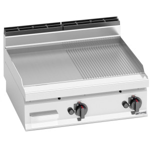 GGM Gastro Gas Bratplatte - 13,8 kW - Glatt & Gerillt Zilver