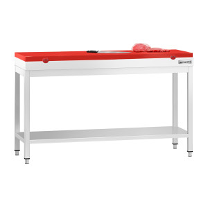 GGM Gastro Edelstahl Arbeitstisch PREMIUM - 1500x600mm - mit Grundboden - inkl. Schneideplatte Rot