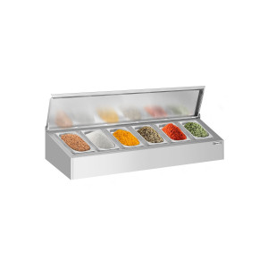 GGM Gastro Gewürz Aufsatzbord - 6x GN 1/4 Zilver