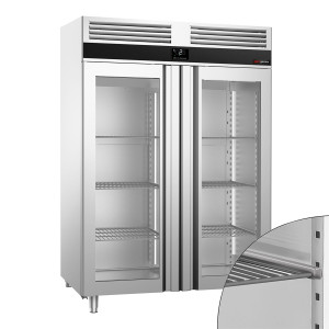 GGM Gastro Kühlschrank Edelstahl PREMIUM - GN 2/1 - 1400 Liter - mit 2 Glastüren