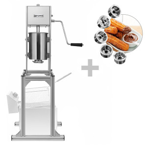 GGM Gastro Churro-Maschine - 5 Liter - inkl. Untergestell & 5 Churro-Aufsätze Zilver