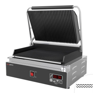 GGM Gastro Kontaktgrill / Hamburger Grill - 2,2 kW - Digital - oben & unten Gerillt - Grillfläche: 350x240mm