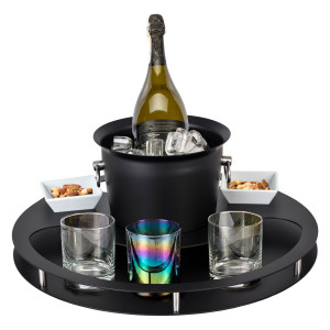 GGM Gastro Bar-Set mit Flaschenkühler & 2 Snackschalen - Schwarz Zwart