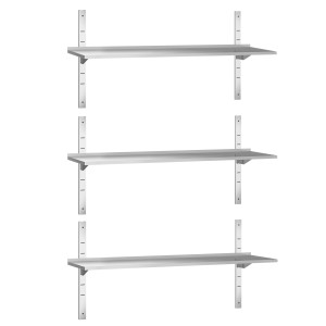 GGM Gastro Wandborde PREMIUM - 1600x300mm - mit 3 Etagen Zilver