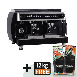 GGM Gastro Siebträgermaschine "Grace" - mit digitalem Display - 2 Gruppig - inkl. Preinfusiuonssystem & Shot Counter - Schwarz